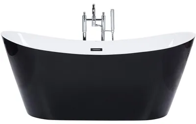 Produktbild von BELIANI Freistehende Badewanne Schwarz Sanitäracryl Oval 150 x 75 cm Modern