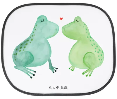 Produktbild von Mr. & Mrs. Panda Sonnenschutz für Auto Frosch Liebe - Weiß - Geschenk, hitzeschutz, Küssen, Verheiratet, fenster, Freundin, Sonnenblende, Hochzeitstag, Seitenscheibe