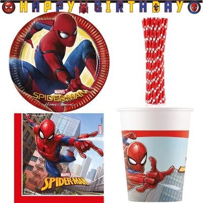 Produktbild von Partyset 61 tlg. Spiderman Geburtstag Deko Set Kindergeburtstag