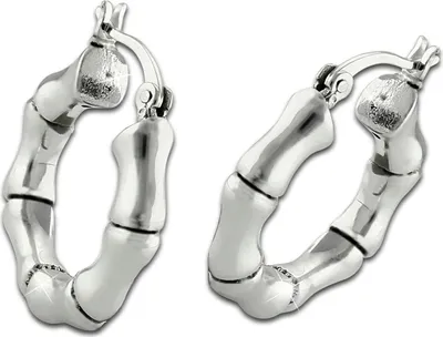 Produktbild von SilberDream Ohrringe Bambus small Damen 925 Silber Creolen ECHT-Schmuck SDO67191