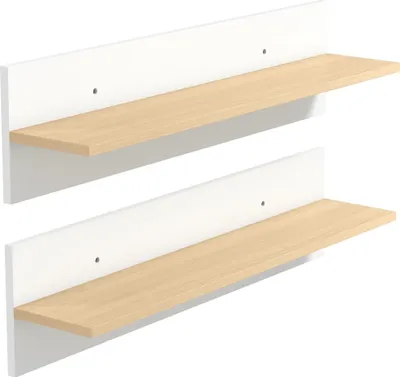 Produktbild von Schwebendes Wandregal-Set, 2er-Pack, Weiß & Naturholz, 80 x 15 cm