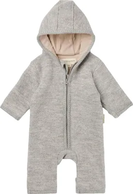 Produktbild von Hofbrucker Elli Babystrampler 100% Wolle grau mit Kapuze 74