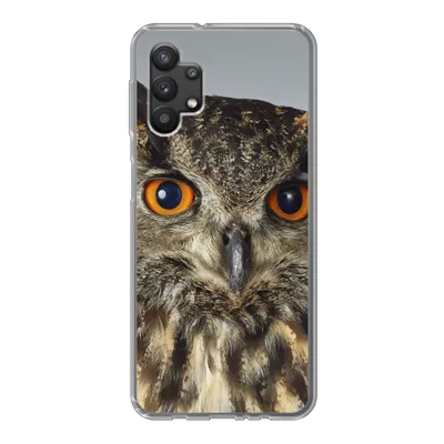 Produktbild von MuchoWow® Handyhülle Schutzhülle Hülle für Samsung Galaxy A32 5G Braune Eule mit hellblauem Hintergrund Silikon Softcase Handy Hülle - Softcase