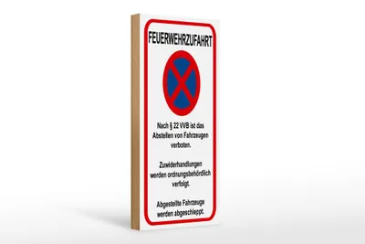Produktbild von Holzschild Hinweis 10x27cm Feuerwehrzufahrt nach §22VVB