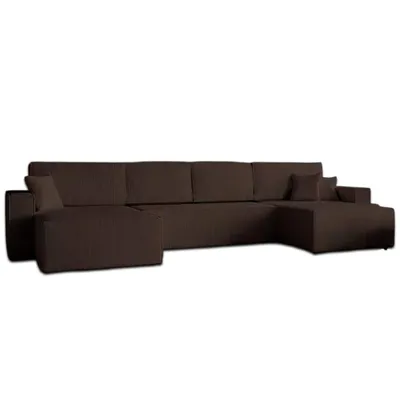 Produktbild von GOLDSTOFF Amalia U-Sofa mit Schlaffunktion Bettkasten – Ecksofa U Form  mit Cord-Bezug 330x147 & Komfort-Polsterung | Schlafsofa mit Stauraum (Braun)