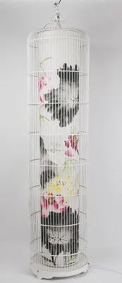Produktbild von Fine Asianliving Orientalische Stehlampe Vogelkäfig Handgezeichnete Lotus