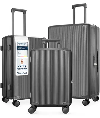 Produktbild von 4FLY Hartschalen-Reisekoffer Set 3-teilig (M/L/XL) aus Polycarbonat – mit TSA-Schloss, 4 Spinner-Doppelrollen und Aluminium-Teleskopgriff