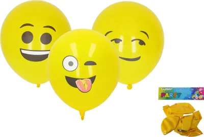 Immagine prodotto di Palloncino gonfiabile 30 cm – Set da 5, stampa faccina