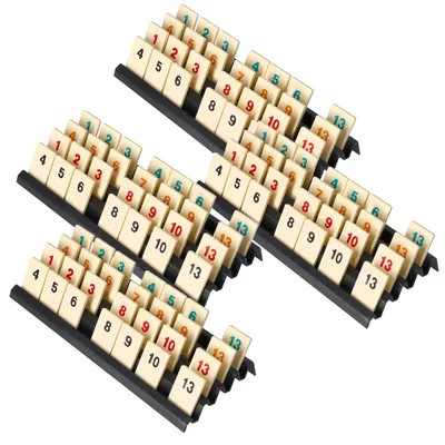 Immagine prodotto di Set di 4 portarotelle in plastica, neri, per il gioco di Rummikub