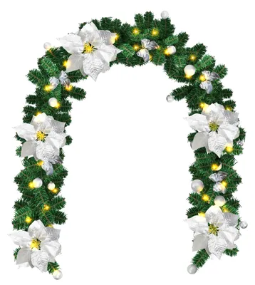 Produktbild von Vigevee Weihnachtsbeleuchtung 2,7 m LED Tannengirlande Silber 50 LED Warmweiß Batterie Weihnachtsgirlande Deko