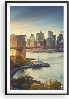 Produktbild von Gerahmtes Poster - Schwarzer Rahmen - New York Brücke - 61x91,5 cm - Wand Bild - Wanddeko - Wandbilder - Kunstposter - Wandposter - Bilderrahmen - Bilder - Kunstdruck - Wandbild - P2BPA61x91-4047
