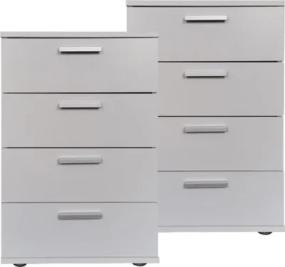 Produktbild von Nachtkommode 4 Schubladen Nina Weiß 2er-Set