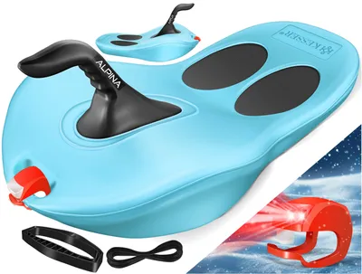 Image de KESSER® Bob de neige Alpina avec éclairage LED, corde de traction incluse. Luge, luge pour enfants, luge Zipfel, luge en plastique, stable pour enfants et adultes. Sports d'hiver. Luge ZIPFEL