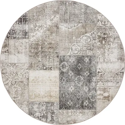 Produktbild von benuta Waschbarer Vintage Teppich George Grau ø 120 cm rund Wohnzimmerteppich Schlafzimmer weich orientalisch