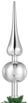 Image de Sommet d'arbre de Noël en plastique argenté, décoré de paillettes, dimensions : 23 x 6 cm