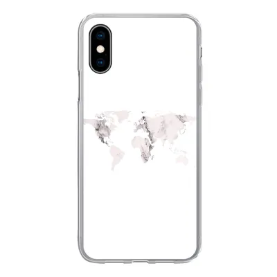 Produktbild von MuchoWow® Handyhülle Schutzhülle Hülle für iPhone X Weltkarte - Marmor - Weiß Silikon Softcase Handy Hülle - Handyhülle
