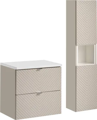 Immagine prodotto di Mobile Bagno 60 Cm Cashmere Con Cassetti E Piano Bianco + Colonna