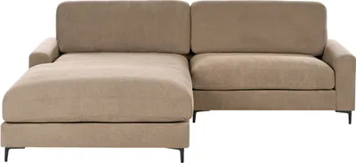 Produktbild von BELIANI Ecksofa Braun Stoff Rechtsseitig für 3 Personen L-Form Polsterung Gepolstert Schwarze Metallbeine Modern Couch für Wohnzimmer