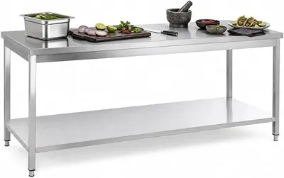 Imagen del producto de Mesa de trabajo de acero inoxidable, sin borde, con una profundidad de 700 mm, dimensiones 1000 x 700 x 850 mm