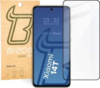 Produktbild von Bizon Glass Edge 2 Panzerglas für Xiaomi 14T, schwarzer Rahmen