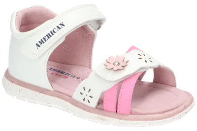 Produktbild von American Club AK05, Mädchen Sandalen Klettverschluss Leder-Einlegesohle Fersenkappe bequem,Weiß 24