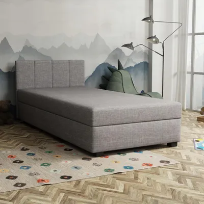 Produktbild von TAPCZANY24 - Boxspringbett Adel 80x200x42 cm mit Taschenfederkern Matratze, Bett mit Matratze, Polsterbett mit Bettkasten, Gepolstertes Einzel Bett, Schlafsofa - Grau
