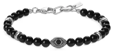 Immagine prodotto di Bracciale in pietra naturale, turmalina nera, 19+3 cm, da uomo