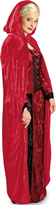 Produktbild von Roter Samt Umhang mit Kapuze für Gothic Barock Karneval Halloween Mottoparty