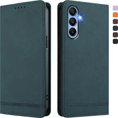 Produktbild von Hülle für Samsung Galaxy A15 5G/4G, Retro Kunstleder Ständer Klapphülle mit Kartenfächer und Magnetische Grün