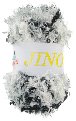 50g Strick-Garn Jino Kuschelgarn Plüschgarn by VLNIKA schwarz-weiß-grau