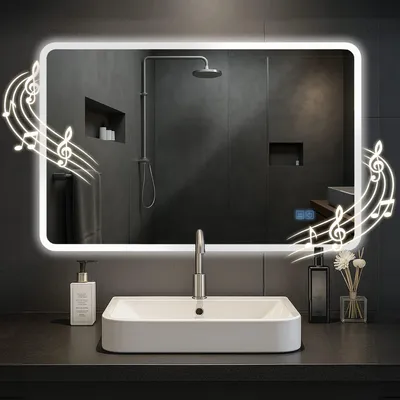 Produktbild von CLP Badspiegel Jericho Bluetooth-Lautsprecher Anti-Beschlag LED-Beleuchtung dimmbar Größe 70x100 cm