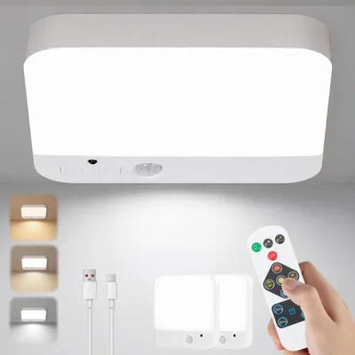 Immagine prodotto di 2 Plafoniere a LED, plafoniere wireless con telecomando e sensore di movimento