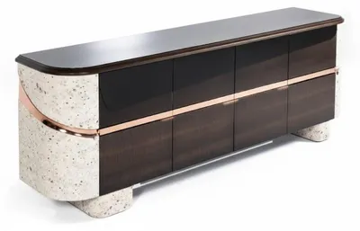 Immagine prodotto di Credenza moderna con dettagli color rame e legno strutturato