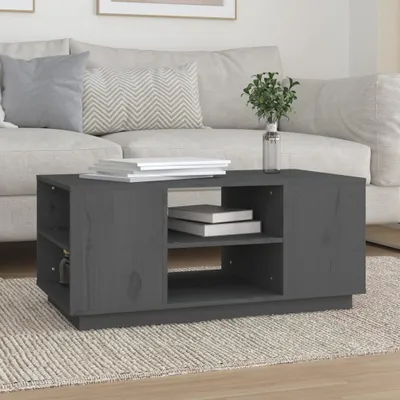 Produktbild von The Living Store Couchtisch Grau 90x49x40,5 cm Massivholz Kiefer