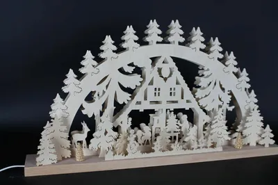 Produktbild von Schwibbogen mit Forsthaus und Beleuchtung BxHxT 60x33x10cm NEU