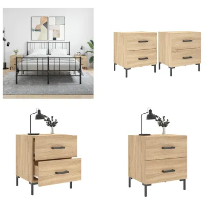 Image de vidaXL Tables de nuit 2 pcs. chêne Sonoma 40x35x47,5 cm Bois composite - Table de nuit - Tables de chevet - Armoire - Table de nuit