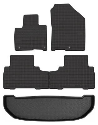 Productafbeelding van Rubberen automatten + kofferbakmat voor Kia Sorento III 2015-2020 (SUV) – 5-delig, zwart, op maat – Wielganizator