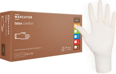 Produktbild von Mercator® Latex comfort Medizinische Schutzhandschuhe, texturierte Oberfläche Unisexgröße: M