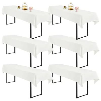 Obrázok produktu pre Sada 6 obrusov, farba slonovinová, rozmer 260 x 110 cm, obdĺžnikový tvar, umývateľný, materiál: polyester, určené na stoly na pivo