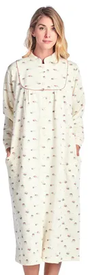 Produktbild von Casual Nights Gesteppter Hausmantel für Damen, Knopfleiste, lange Ärmel, unterha