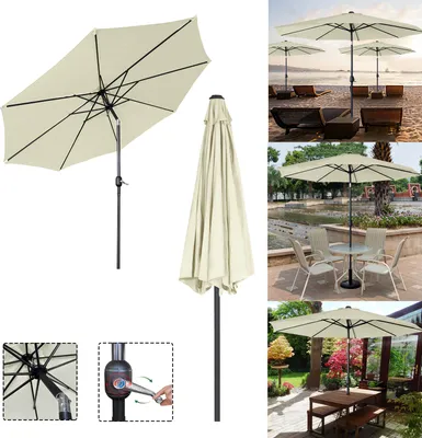 Image de LARS360 Beige 300cm Alu Parasol avec protection UV 40+, Parasol de terrasse, Parasol de jardin, Parasol de marché pour balcon et jardin