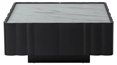 Image de Table basse moderne noire, en marbre, design élégant. Petite table d'appoint design