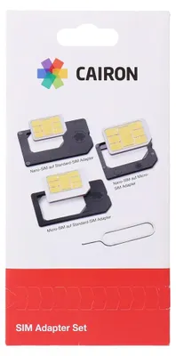 Produktbild von Sim Karten Adapter „Cairon“ Set 4 in 1 inkl. Nadel Nano / Micro / Standard Sim