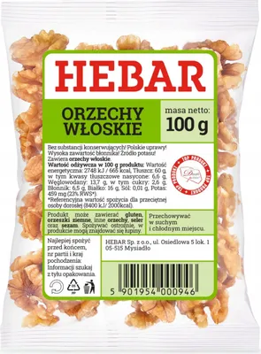 Zdjęcie produktu dla Orzechy włoskie 100 G - Połówki i kawałki - Pokarm dla mózgu - Składnik do pieczenia - Przekąska do pracy i szkoły