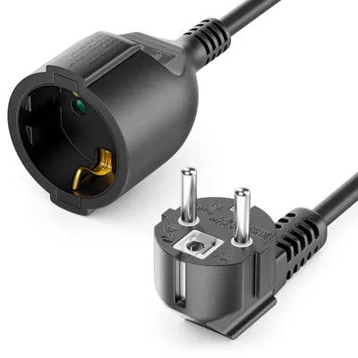 Produktbild von deleyCON 2m Verlängerungskabel Typ F 90° auf CEE 7/3 - Schwarz