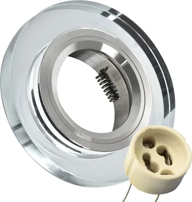 Produktbild von Maxkomfort Glas Einbaustrahler 3107 rund GU10 Ø90mm silber Ausschnitt 60mm