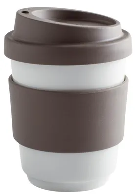 Productafbeelding van KAHLA beker, 0,27 liter, met deksel en banderol, kleur: warmgrijs, artikelnummer: 2DH178A44013C