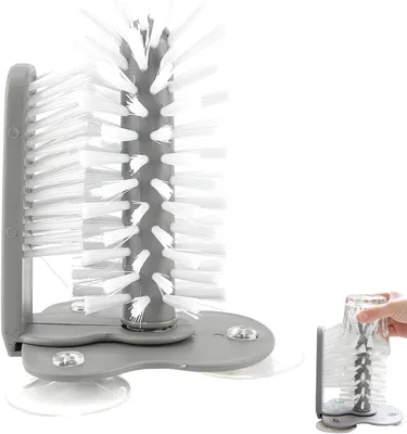 Produktbild von Glasreinigungspinsel 360°, Flaschen- und Becherreinigungsbürste mit Saugnapf