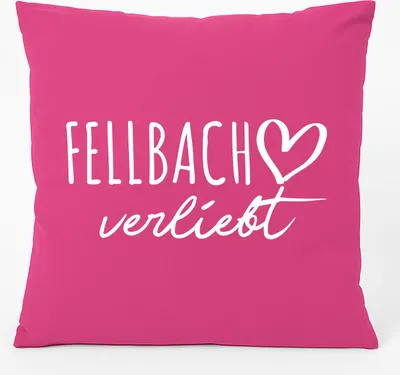 Produktbild von Huuraa Kissen Fellbach verliebt 40x40cm mit Füllung Fuchsia Baumwolle Dekokissen Geschenkidee