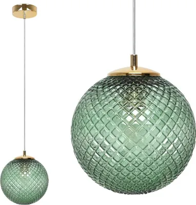Immagine prodotto di Lampada a sospensione Cannes a 1 luce con paralume in vetro verde 18 cm E27